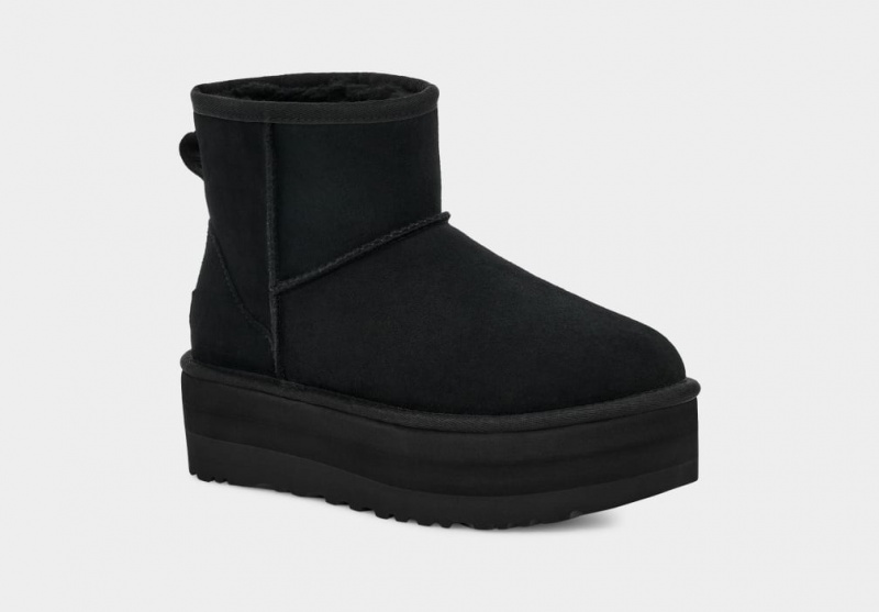 Buty na Platformie Damskie Ugg Klasyczne Mini Czarne | LRZ-317249