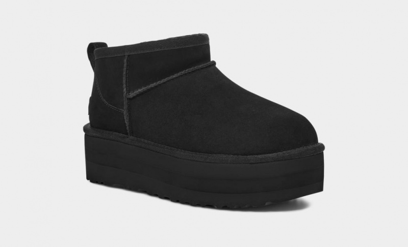 Buty na Platformie Damskie Ugg Klasyczne Ultra Mini Czarne | YAO-867091