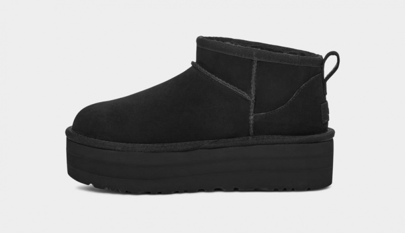 Buty na Platformie Damskie Ugg Klasyczne Ultra Mini Czarne | YAO-867091