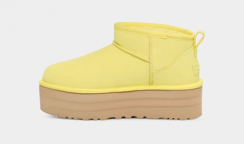 Buty na Platformie Damskie Ugg Klasyczne Ultra Mini Żółte | HFN-523671