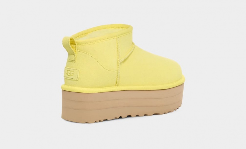 Buty na Platformie Damskie Ugg Klasyczne Ultra Mini Żółte | HFN-523671