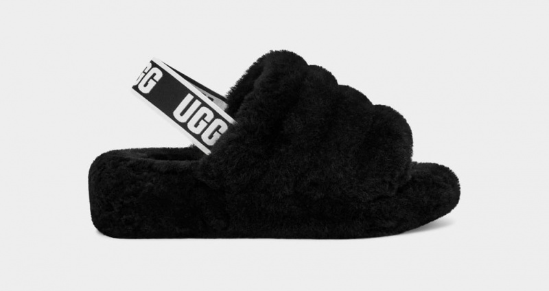 Kapcie Damskie Ugg Fluff Yeah Czarne | EYX-647982