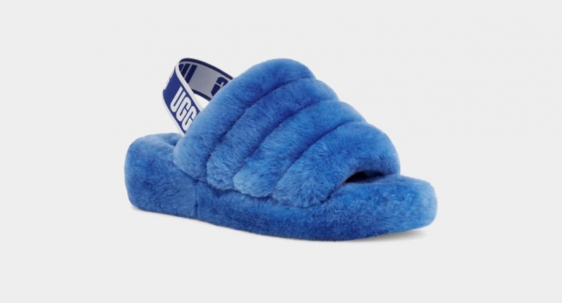 Kapcie Damskie Ugg Fluff Yeah Niebieskie | ILM-439187