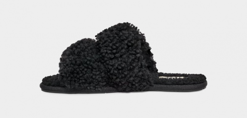 Kapcie Damskie Ugg Maxi Curly Scuffetta Czarne | RQI-134928