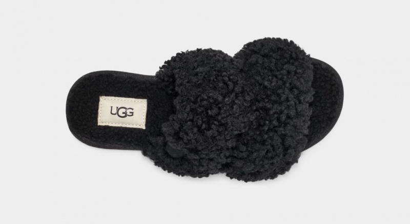 Kapcie Damskie Ugg Maxi Curly Scuffetta Czarne | RQI-134928