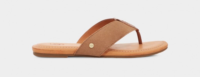 Klapki Damskie Ugg Carey Flip Zamszowe Brązowe | WFB-214573