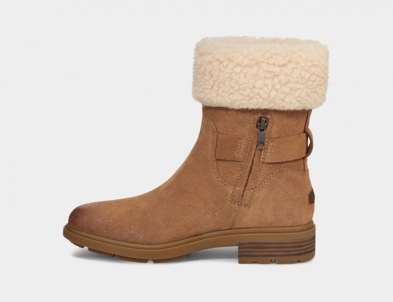 Kozaki Damskie Ugg Harrison Cuff Brązowe | PIS-369102