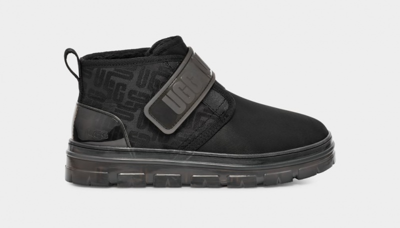 Kozaki Damskie Ugg Neumel Grafiką Monogram Czarne | ZRB-876023