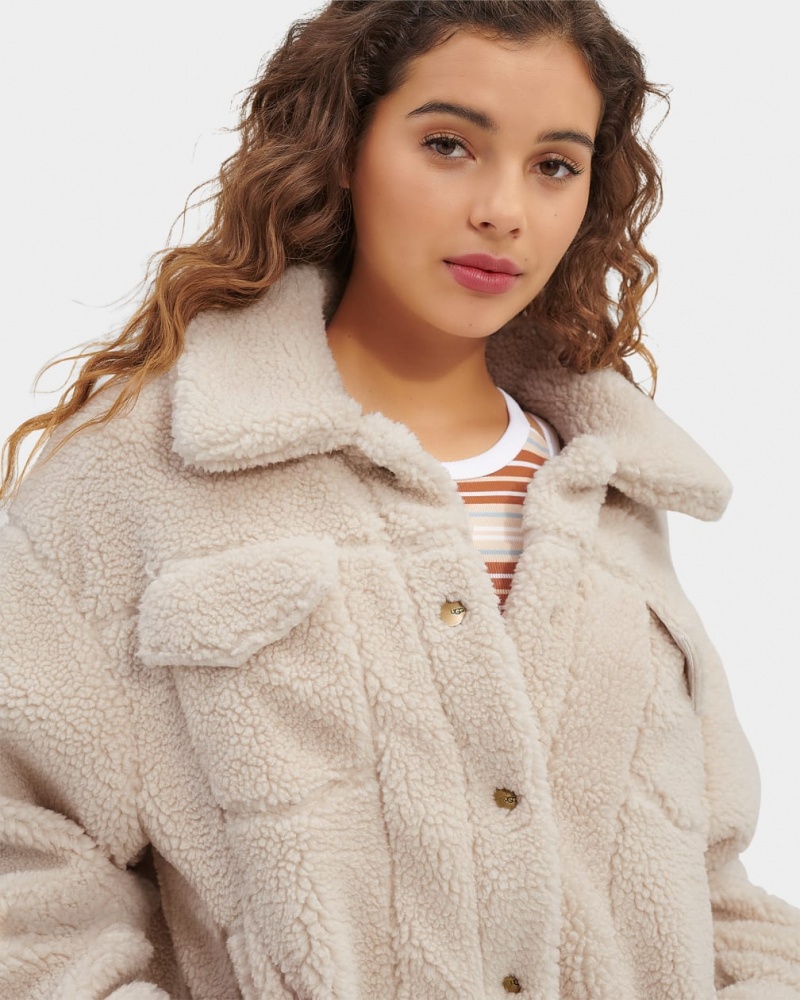 Kurtka Damskie Ugg Frankie Sherpa Trucker Beżowe | PSD-157934