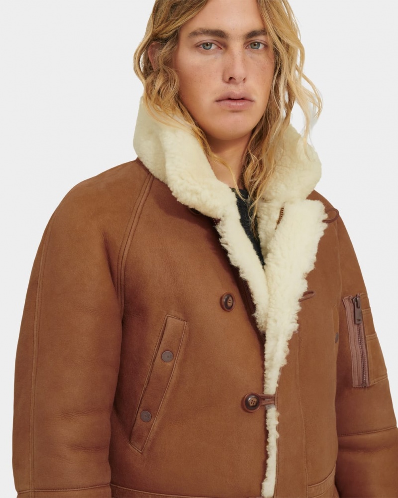 Kurtka Męskie Ugg Tyrell Shearling Brązowe | OYI-516032
