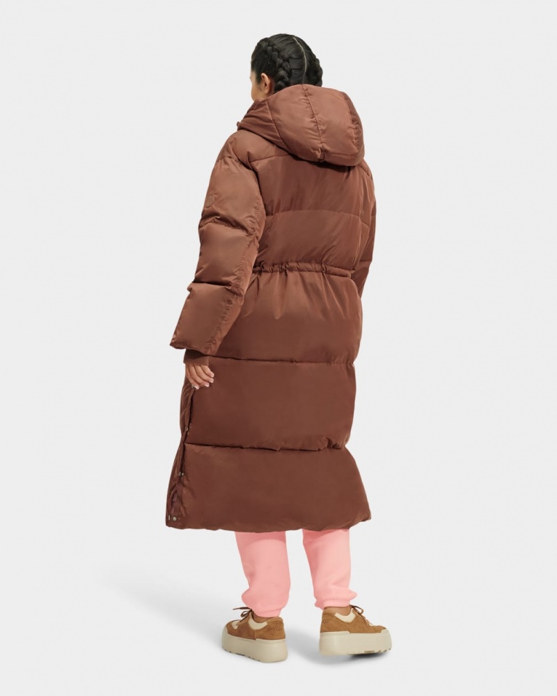 Płaszcze Damskie Ugg Keeley Long Puffer Ciemny Brązowe | EHY-105423