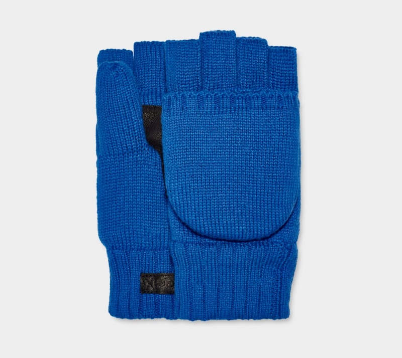 Rękawiczki Męskie Ugg Knit Flip Mitten Niebieskie | MYQ-510274